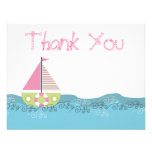 Girls Sail Boat Birthday Thank You Note Cards Custom Announcements
