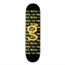 Girls Skate Too! - Black Skateboard -(gold & grey)
