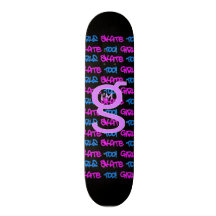 Girls Skate Too! - Black Skateboard -(pink & blue)