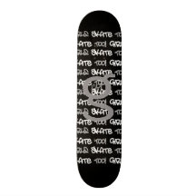 Girls Skate Too - Black Skateboard -(white & grey)