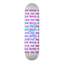 Girls Skate Too! - White Skateboard -(blue & pink)