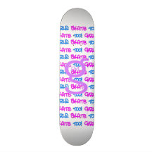 Girls Skate Too! - White Skateboard -(pink & blue)