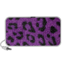 Girly Cute Trendy Purple Glitter Cheetah print Travel Speakers