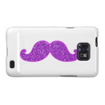 Girly fun retro moustache purple glitter samsung galaxy SII covers