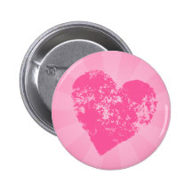 Girly love heart pink pinback button for girls