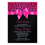 Girly Pink Black Leopard Print Elegant Sweet 16 Invite