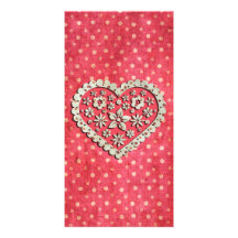 Girly Pink Floral Heart on Polka Dots Photo Greeting Card