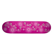 Girly Pink Flowers Skate Board Deck