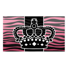 Girly princess pink and black zebra print business card templates