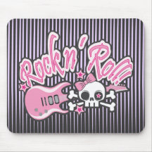 Girly Rock n' Roll Skull Mouse Pad