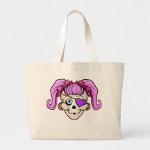 Girly Skull Design Tote Bags