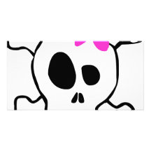 Girly skull photo greeting card