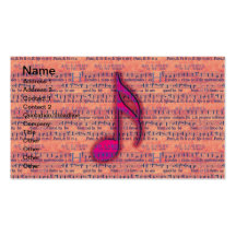 Girly Trendy Musical Note on Sheet Music Business Card Template
