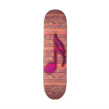 Girly Trendy Musical Note on Sheet Music Skate Deck