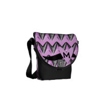 Girly Zebra Pink Heart Doodle Messenger Bag