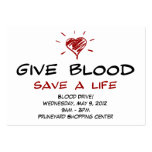 Give Blood Save A Life Blood Drive Chubby Template Business Card