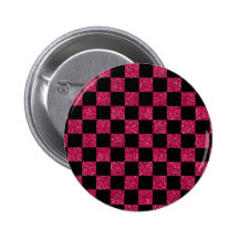 Glitter hot pink and black checkered pattern