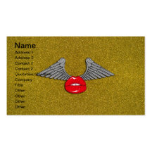 Glitter Lips with Wings Business Card Template