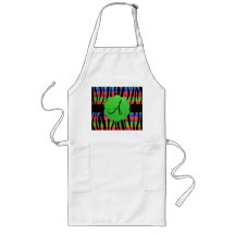 Glitter rainbow zebra stripes monogram apron