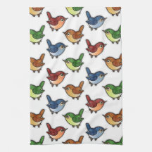 Glittering Colourful Birdies Pattern Hand Towel