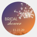 Glittering Sunset Dandelion Bridal Shower Stickers