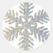 Glittery Snowflake Round Sticker