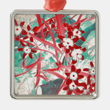 Glory of the Snow - Red and Turquoise Christmas Tree Ornament