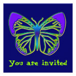 Glowing Blue Butterfly Invitation