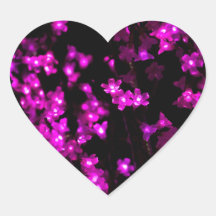Glowing Pink Flower Lights Heart Sticker