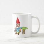 gnome leaning on mushroom mugs