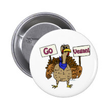 Go Vegan - Talking Turkey Pinback Button