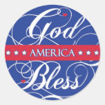God Bless America ~ God Bless the USA Round Sticker