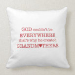 God Created Grandmothers-Red Throw Pillow