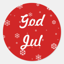 God Jul Snowflakes Round Stickers