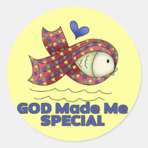 God Made Me Special Autism Fish Symbol Round Sticker