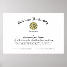Goddess University Diploma Poster