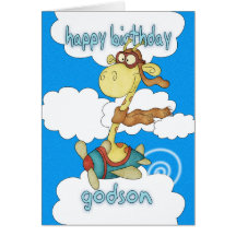 Godson Aeroplane / Aeroplane Giraffe Birthday Card
