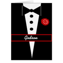 GODSON Be My Junior Groomsman Card with Tux