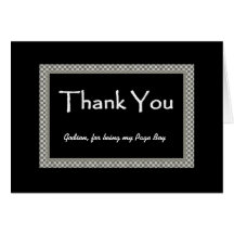 GODSON Page Boy Chequerboard Wedding THANK YOU Card