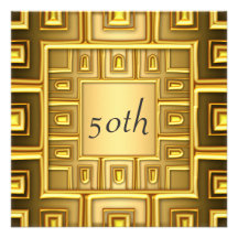 Gold 50th birthday Party Gold Announcement