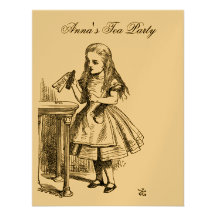 GOLD Alice in Wonderland Tea Party Birthday Personalized Invites