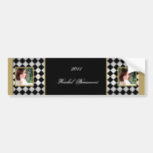 Gold and Black Diamond Tile Graduation Wine Label Bumper Sticker