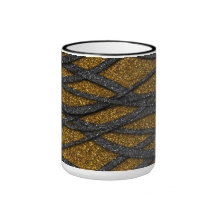 Gold and Black Lines Coffee Mugs