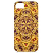 Gold and dark rose festive stained glass