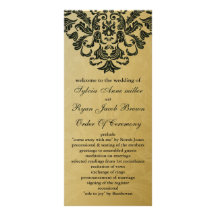 gold and green Wedding program Custom Rack Cards