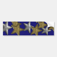 GOLD AND SILVER STARS BUMPER STICKERS