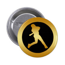 GOLD BASEBALL PLAYER BUTTON