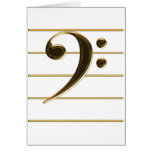 Gold Bass Clef Music Note Greeting Card