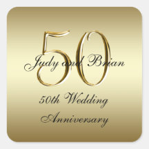 Gold Black 50th Wedding Anniversary Square Sticker