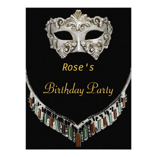 Gold Black Hot Glamour Birthday Party Masquerade Custom Invitations